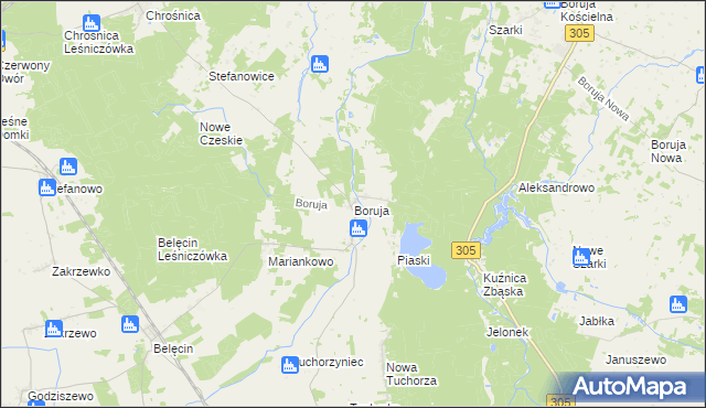 mapa Boruja, Boruja na mapie Targeo