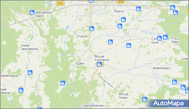 mapa Boruja Kościelna, Boruja Kościelna na mapie Targeo