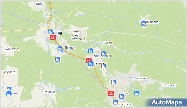 mapa Boruszowice, Boruszowice na mapie Targeo