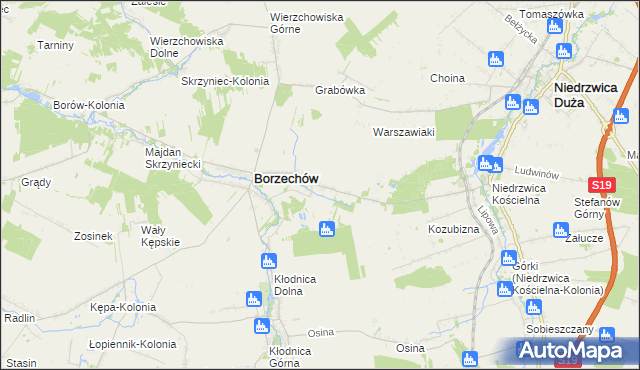 mapa Borzechów-Kolonia, Borzechów-Kolonia na mapie Targeo