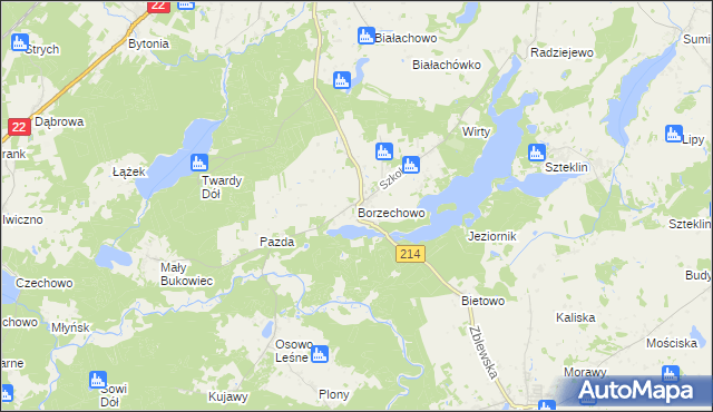 mapa Borzechowo, Borzechowo na mapie Targeo