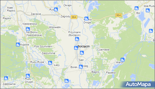 mapa Borzęcin powiat brzeski, Borzęcin powiat brzeski na mapie Targeo