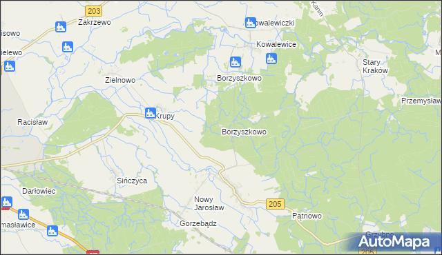 mapa Borzyszkowo gmina Sławno, Borzyszkowo gmina Sławno na mapie Targeo