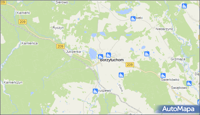 mapa Borzytuchom, Borzytuchom na mapie Targeo