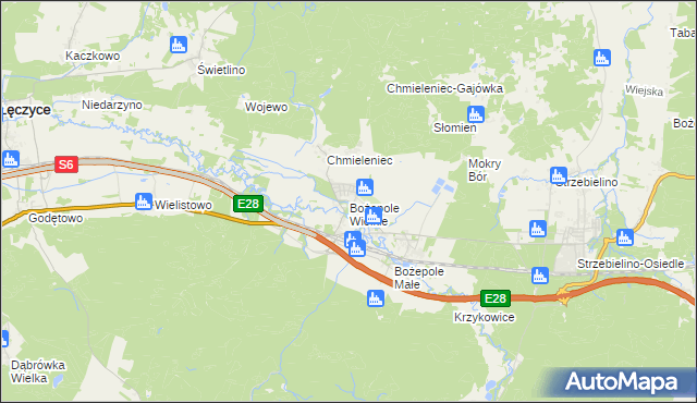 mapa Bożepole Wielkie, Bożepole Wielkie na mapie Targeo