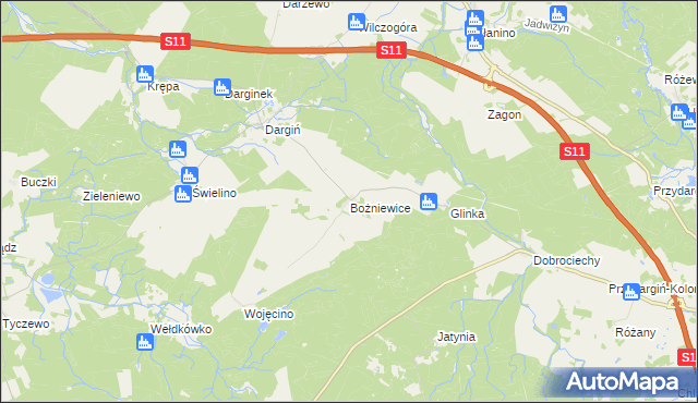 mapa Bożniewice gmina Bobolice, Bożniewice gmina Bobolice na mapie Targeo