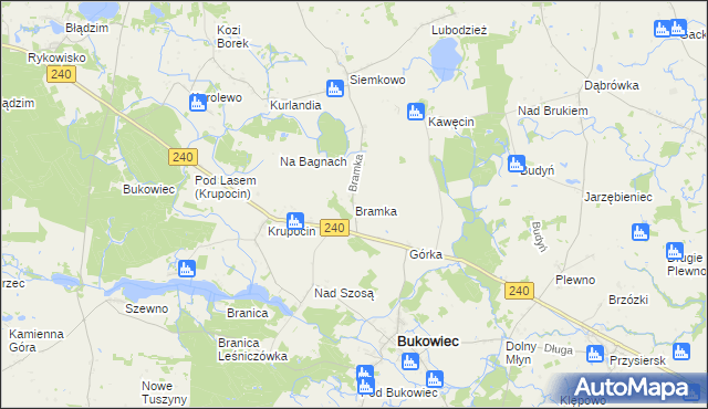 mapa Bramka gmina Bukowiec, Bramka gmina Bukowiec na mapie Targeo