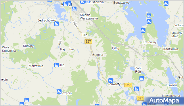 mapa Bramka gmina Morąg, Bramka gmina Morąg na mapie Targeo