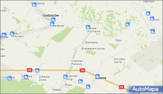 mapa Branewka-Kolonia, Branewka-Kolonia na mapie Targeo