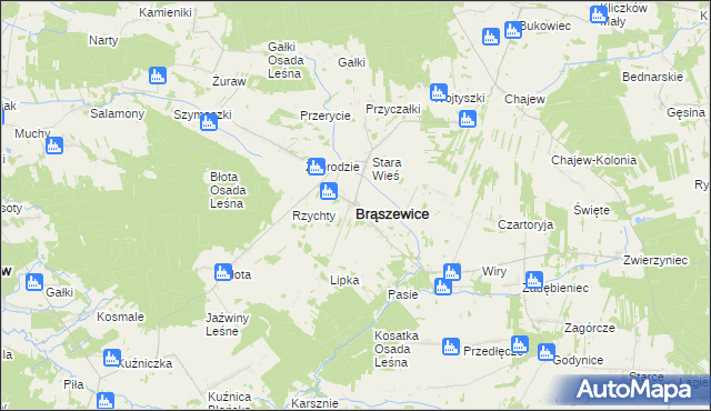 mapa Brąszewice, Brąszewice na mapie Targeo