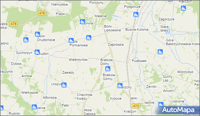 mapa Bratków Dolny, Bratków Dolny na mapie Targeo