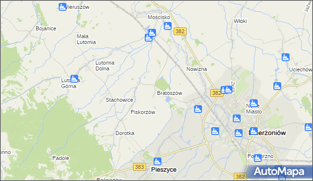 mapa Bratoszów, Bratoszów na mapie Targeo