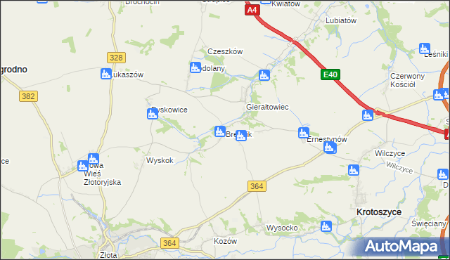 mapa Brennik gmina Złotoryja, Brennik gmina Złotoryja na mapie Targeo