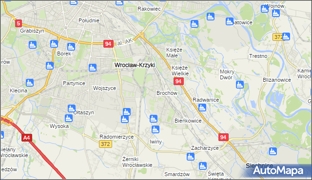 mapa Brochów gmina Wrocław, Brochów gmina Wrocław na mapie Targeo