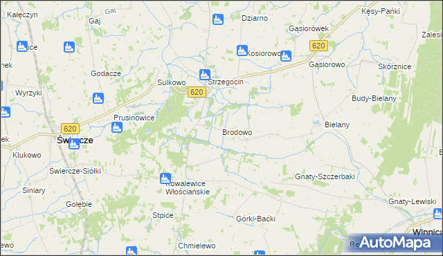 mapa Brodowo gmina Świercze, Brodowo gmina Świercze na mapie Targeo