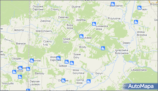 mapa Brody gmina Jastrzębia, Brody gmina Jastrzębia na mapie Targeo