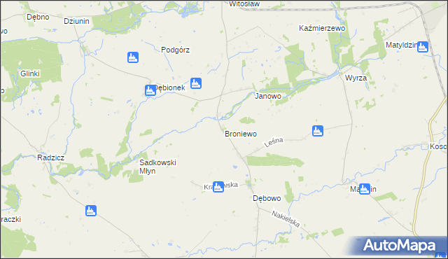 mapa Broniewo gmina Sadki, Broniewo gmina Sadki na mapie Targeo