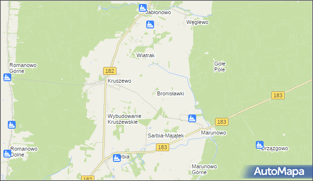 mapa Bronisławki gmina Ujście, Bronisławki gmina Ujście na mapie Targeo