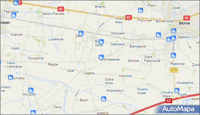 mapa Bronisławów gmina Baranów, Bronisławów gmina Baranów na mapie Targeo