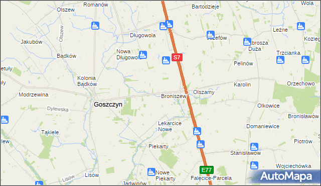 mapa Broniszew, Broniszew na mapie Targeo