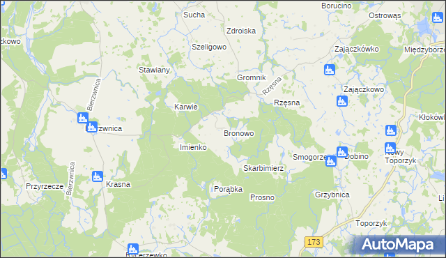 mapa Bronowo gmina Połczyn-Zdrój, Bronowo gmina Połczyn-Zdrój na mapie Targeo