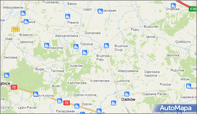 mapa Brudnów Stary, Brudnów Stary na mapie Targeo