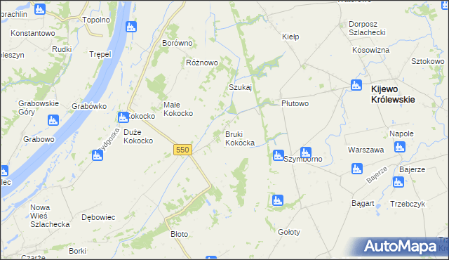 mapa Bruki Kokocka, Bruki Kokocka na mapie Targeo