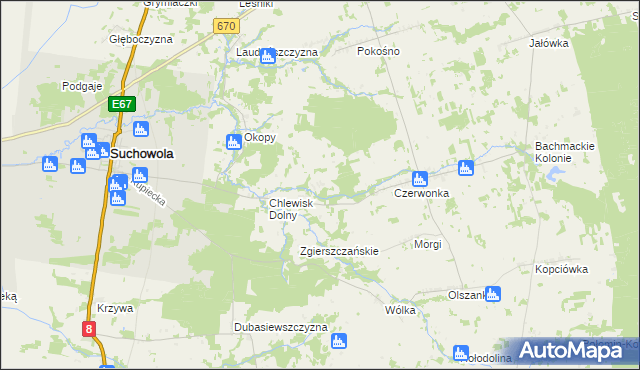 mapa Brukowo, Brukowo na mapie Targeo
