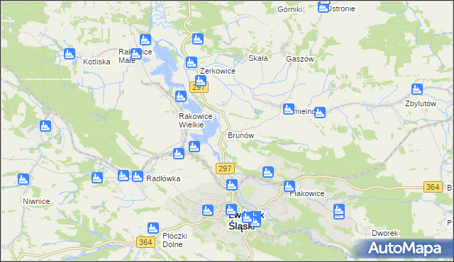 mapa Brunów gmina Lwówek Śląski, Brunów gmina Lwówek Śląski na mapie Targeo