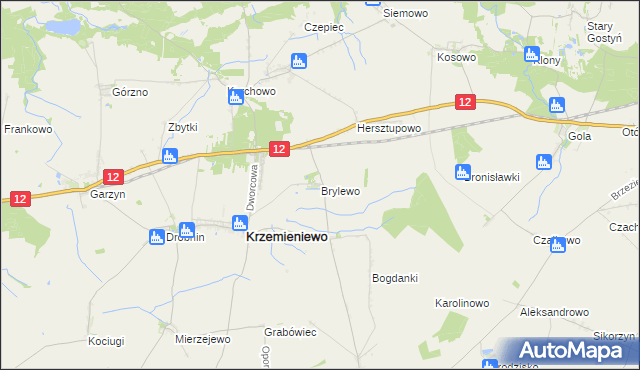 mapa Brylewo gmina Krzemieniewo, Brylewo gmina Krzemieniewo na mapie Targeo