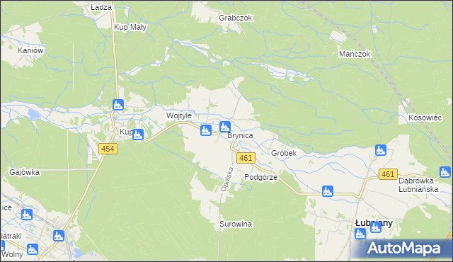 mapa Brynica gmina Łubniany, Brynica gmina Łubniany na mapie Targeo