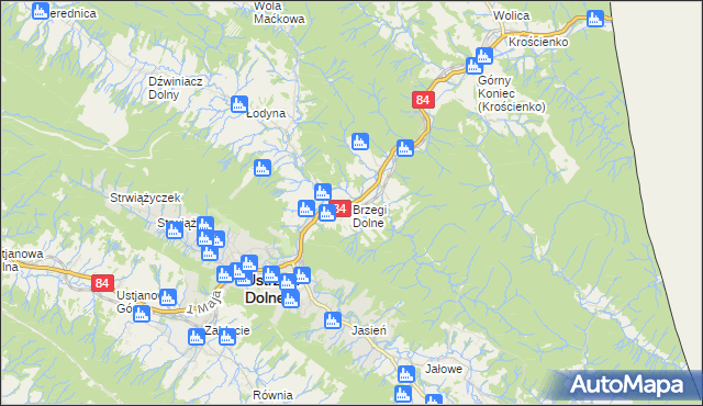 mapa Brzegi Dolne, Brzegi Dolne na mapie Targeo