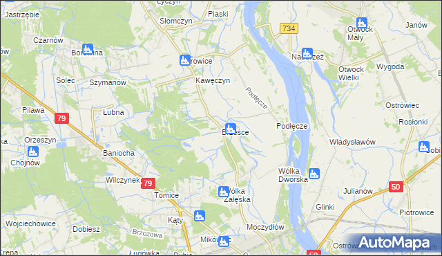 mapa Brześce gmina Góra Kalwaria, Brześce gmina Góra Kalwaria na mapie Targeo