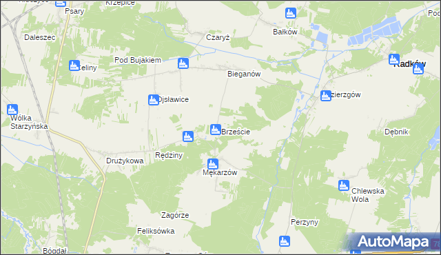 mapa Brzeście gmina Radków, Brzeście gmina Radków na mapie Targeo