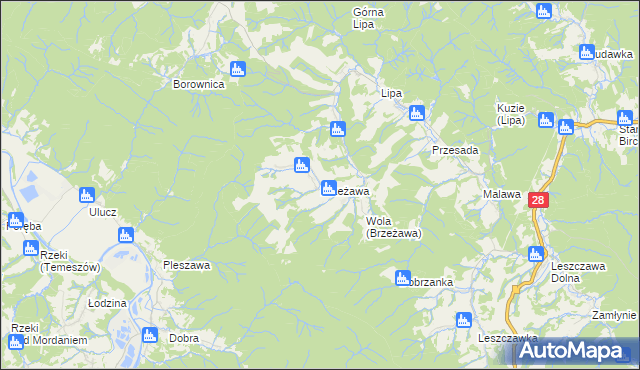 mapa Brzeżawa, Brzeżawa na mapie Targeo