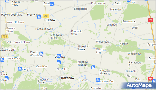 mapa Brzezinki Nowe, Brzezinki Nowe na mapie Targeo