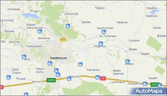 mapa Brzeziny gmina Siedliszcze, Brzeziny gmina Siedliszcze na mapie Targeo