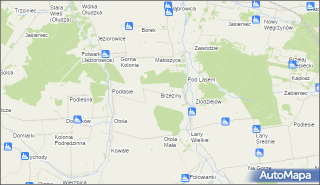 mapa Brzeziny gmina Żarnowiec, Brzeziny gmina Żarnowiec na mapie Targeo