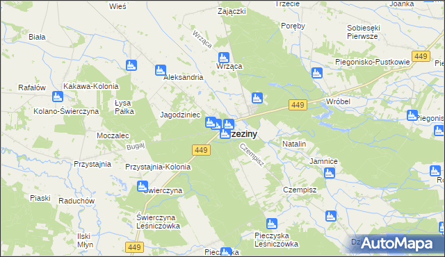 mapa Brzeziny powiat kaliski, Brzeziny powiat kaliski na mapie Targeo