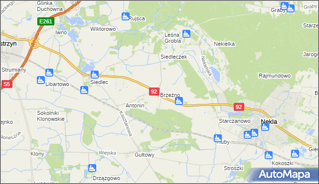 mapa Brzeźno gmina Kostrzyn, Brzeźno gmina Kostrzyn na mapie Targeo