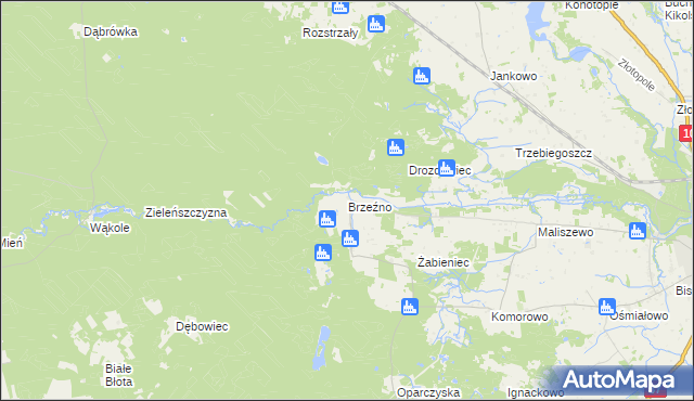 mapa Brzeźno gmina Lipno, Brzeźno gmina Lipno na mapie Targeo