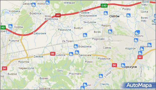 mapa Brzezówka gmina Ropczyce, Brzezówka gmina Ropczyce na mapie Targeo