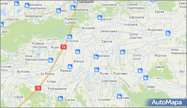 mapa Brzezówka gmina Szczucin, Brzezówka gmina Szczucin na mapie Targeo