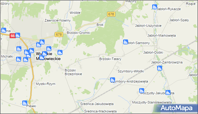 mapa Brzóski-Tatary, Brzóski-Tatary na mapie Targeo