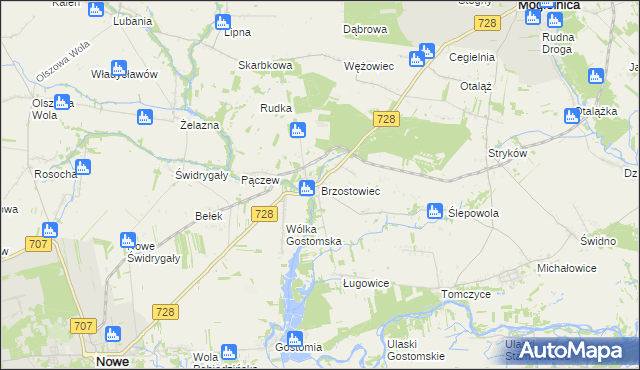 mapa Brzostowiec, Brzostowiec na mapie Targeo