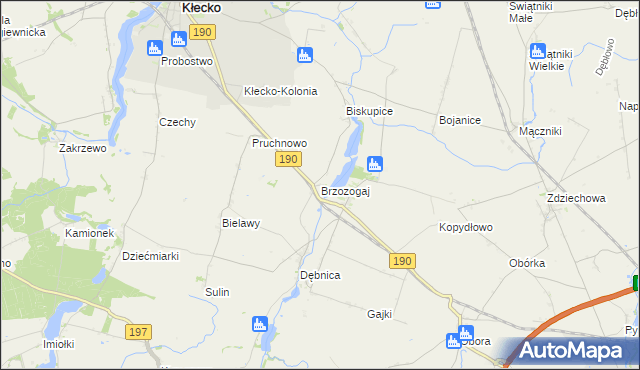 mapa Brzozogaj gmina Kłecko, Brzozogaj gmina Kłecko na mapie Targeo