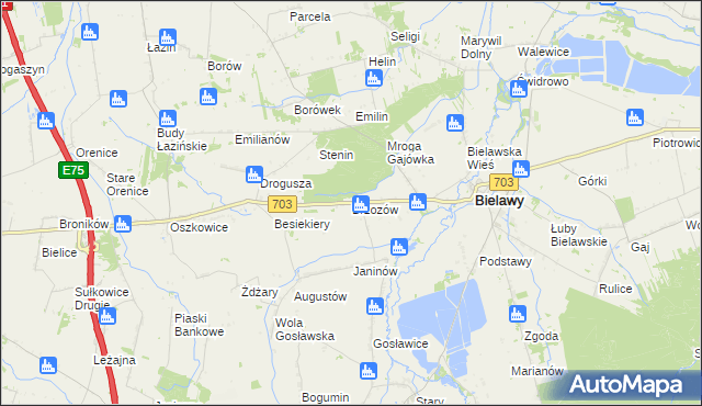 mapa Brzozów gmina Bielawy, Brzozów gmina Bielawy na mapie Targeo