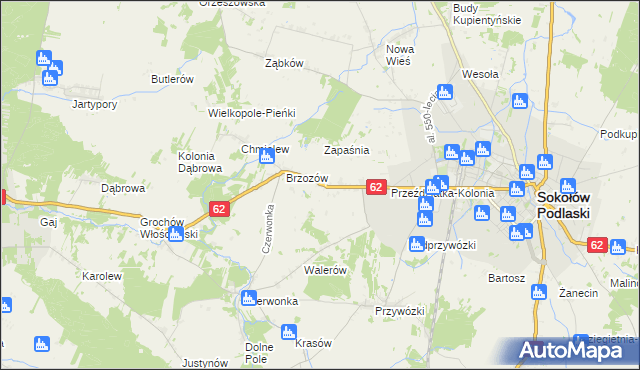 mapa Brzozów-Kolonia, Brzozów-Kolonia na mapie Targeo