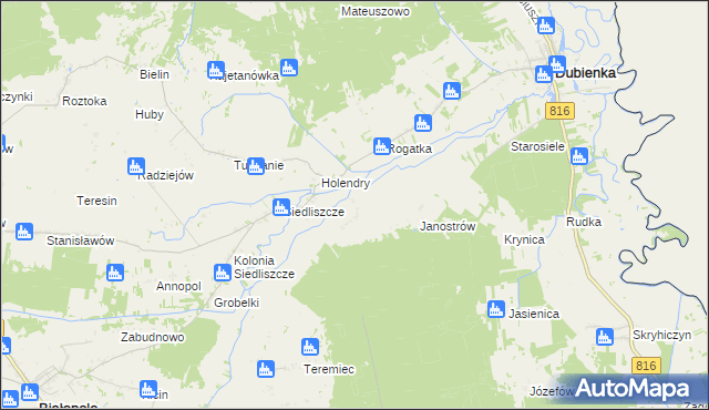 mapa Brzozowiec gmina Dubienka, Brzozowiec gmina Dubienka na mapie Targeo