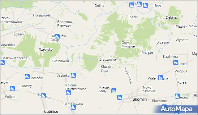 mapa Brzozówka gmina Łubnice, Brzozówka gmina Łubnice na mapie Targeo